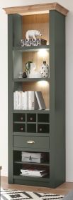 Regal Norwich in grün und Wotan Eiche Landhaus Regalschrank mit Weinregal 68 x 207 cm Regal Norwich in grün und Wotan Eiche Landhaus Regalschrank mit Weinregal 68 x 207 cm