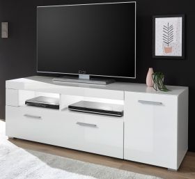 TV-Lowboard Crucero in wei Hochglanz TV Unterteil 140 x 48 cm