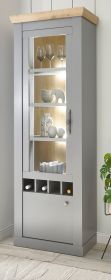 Vitrine Rideau in grau und Artisan Eiche Landhaus Vitrinenschrank 71 x 201 cm