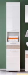 Badezimmer: Hochschrank Mezzo Hochglanz wei� (37 x 182 cm)