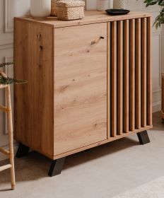 Kommode Madem in Artisan Eiche und Anthrazit mit 3D-Lamellen Wohn- und Esszimmer Sideboard 80 cm Kommode Madem in Artisan Eiche und Anthrazit mit 3D-Lamellen Wohn- und Esszimmer Sideboard 80 cm