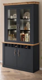 Buffetschrank Ribera in grau und Wotan Eiche Landhaus Wohn- und Esszimmer Vitrine 110 x 201 cm