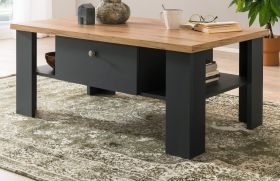 Couchtisch Ribera in grau und Wotan Eiche Landhaus Beistelltisch 110 x 70 cm Couchtisch Ribera in grau und Wotan Eiche Landhaus Beistelltisch 110 x 70 cm