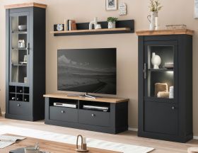 Wohnwand Ribera in grau und Wotan Eiche Landhaus Wohnkombination 4-teilig 299 x 201 cm Wohnwand Ribera in grau und Wotan Eiche Landhaus Wohnkombination 4-teilig 299 x 201 cm