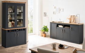 Wohn- und Esszimmer Set Ribera in grau und Wotan Eiche Landhaus Wohnkombination 2-teilig Wohn- und Esszimmer Set Ribera in grau und Wotan Eiche Landhaus Wohnkombination 2-teilig