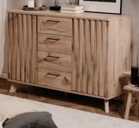 Kommode Douro in Schweden Eiche mit 3D-Reliefoptik Wohn- und Esszimmer Sideboard 127 x 85 cm