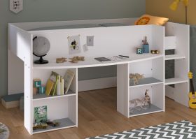 Parisot Hochbett Pirouette in wei mit grau oder rosa Kinder und Jugendzimmer Bett Liegeflche 90 x 200 cm