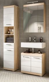 Badmöbel Set 3-teilig Mambo in weiß Hochglanz und Sonoma Eiche Badkombination 112 x 191 cm Badmöbel Set 3-teilig Mambo in weiß Hochglanz und Sonoma Eiche Badkombination 112 x 191 cm