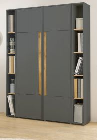 Aktenschrank Set Center in grau mit Wotan Eiche 2x Schrank und 2x Regal Bro und Homeoffice 140 x 200 cm