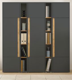 Aktenschrank Set Center in grau mit Wotan Eiche 3x Schrank und 2x Regal Büro und Homeoffice 190 x 200 cm Aktenschrank Set Center in grau mit Wotan Eiche 3x Schrank und 2x Regal Büro und Homeoffice 190 x 200 cm