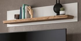 Wandboard Michigan in weiß matt und Viking Eiche Wohn- und Esszimmer Wandregal 120 cm Wandboard Michigan in weiß matt und Viking Eiche Wohn- und Esszimmer Wandregal 120 cm