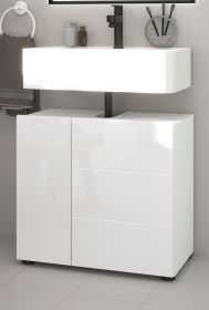 Waschbeckenunterschrank Larik in wei Hochglanz Badezimmer Unterschrank 60 x 56 cm