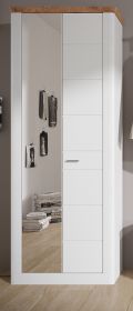 Garderobenschrank Norton weiß matt und Eiche Garderobe und Schuhschrank 79 x 204 cm, Soft-Close Garderobenschrank Norton weiß matt und Eiche Garderobe und Schuhschrank 79 x 204 cm, Soft-Close