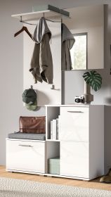 Garderobe Set 4-teilig Grazie in weiß Hochglanz Garderobenkombination 110 x 191 cm Garderobe Set 4-teilig Grazie in weiß Hochglanz Garderobenkombination 110 x 191 cm