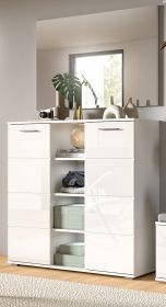 Garderobe Set 2-teilig Grazie in weiß Hochglanz Garderobenkombination mit Schuhschrank und Spiegel 110 x 191 cm Garderobe Set 2-teilig Grazie in weiß Hochglanz Garderobenkombination mit Schuhschrank und Spiegel 110 x 191 cm