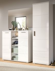 Garderobe Set 3-teilig Grazie in weiß Hochglanz Garderobenkombination 180 x 191 cm Garderobe Set 3-teilig Grazie in weiß Hochglanz Garderobenkombination 180 x 191 cm