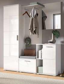 Garderobe Set 5-teilig Grazie in weiß Hochglanz Garderobenkombination 165 x 191 cm Garderobe Set 5-teilig Grazie in weiß Hochglanz Garderobenkombination 165 x 191 cm
