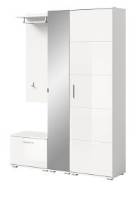 Garderobe Set 4-teilig Grazie in weiß Hochglanz Garderobenkombination 140 x 191 cm Garderobe Set 4-teilig Grazie in weiß Hochglanz Garderobenkombination 140 x 191 cm