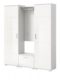 Garderobe Set 4-teilig Grazie in weiß Hochglanz Garderobenkombination 165 x 191 cm Garderobe Set 4-teilig Grazie in weiß Hochglanz Garderobenkombination 165 x 191 cm