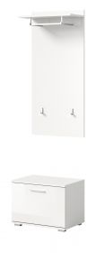 Garderobe Set 2-teilig Grazie in weiß Hochglanz Garderobenkombination mit Garderobenpaneel und Sitzbank Garderobe Set 2-teilig Grazie in weiß Hochglanz Garderobenkombination mit Garderobenpaneel und Sitzbank