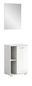 Garderobe Set 2-teilig Grazie in weiß Hochglanz Garderobenkombination mit Schuhschrank und Spiegel 55 x 191 cm Garderobe Set 2-teilig Grazie in weiß Hochglanz Garderobenkombination mit Schuhschrank und Spiegel 55 x 191 cm