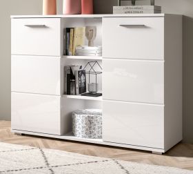 Kommode Grazie in weiß Hochglanz Wohn- und Esszimmer Sideboard 110 x 83 cm Kommode Grazie in weiß Hochglanz Wohn- und Esszimmer Sideboard 110 x 83 cm