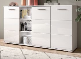 Sideboard Grazie in weiß Hochglanz Wohn- und Esszimmer Kommode 150 x 83 cm Sideboard Grazie in weiß Hochglanz Wohn- und Esszimmer Kommode 150 x 83 cm