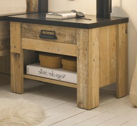 Nachttisch Stove in Used Wood hell und anthrazit Nachtkommode mit Schubkasten 60 x 46 cm Nachttisch Stove in Used Wood hell und anthrazit Nachtkommode mit Schubkasten 60 x 46 cm