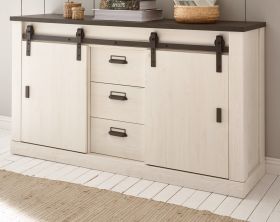 Sideboard Stove in weiß Pinie und anthrazit Landhaus Kommode 162 x 91 cm Sideboard Stove in weiß Pinie und anthrazit Landhaus Kommode 162 x 91 cm