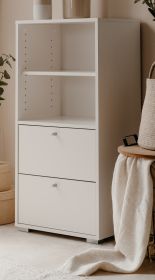 Regalschrank Fidan in weiß Regal mit 2x Schubkasten 46 x 97 cm Regalschrank Fidan in weiß Regal mit 2x Schubkasten 46 x 97 cm