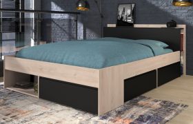 Parisot Stauraumbett Most7 in Jackson Eiche und schwarz Bett mit 3 x Schubkasten Liegefläche 140 x 200 cm Parisot Stauraumbett Most7 in Jackson Eiche und schwarz Bett mit 3 x Schubkasten Liegefläche 140 x 200 cm