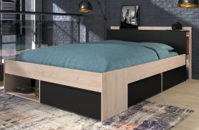 Parisot Stauraumbett Most8 in Jackson Eiche und schwarz Bett mit 3 x Schubkasten Liegefläche 160 x 200 cm Parisot Stauraumbett Most8 in Jackson Eiche und schwarz Bett mit 3 x Schubkasten Liegefläche 160 x 200 cm
