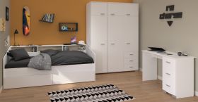 Parisot Kinder- und Jugendzimmer Sleep42 in weiß Komplett-Set 3-teilig mit Stauraumbett, Kleiderschrank und Schreibtisch Parisot Kinder- und Jugendzimmer Sleep42 in weiß Komplett-Set 3-teilig mit Stauraumbett, Kleiderschrank und Schreibtisch