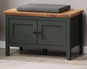 Garderobe Sitzbank Stanton in gr�n und Evoke Eiche Landhaus Garderobenbank und Schuhschrank 77 x 48 cm