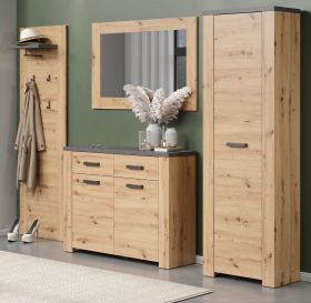 Garderobe Set 4-teilig Follow in Artisan Eiche und Matera grau Flur Garderobenkombination 270 x 199 cm