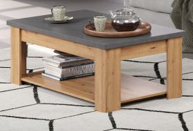 Couchtisch Follow in Artisan Eiche und Matera grau Beistelltisch mit Ablage 120 x 67 cm Couchtisch Follow in Artisan Eiche und Matera grau Beistelltisch mit Ablage 120 x 67 cm