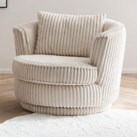 Drehsessel Comfy in wollweiß Mega-Cord Sessel 360° drehbar inklusive Kissen Drehsessel Comfy in wollweiß Mega-Cord Sessel 360° drehbar inklusive Kissen