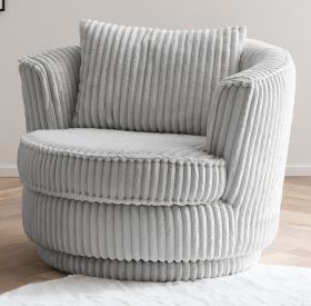 Drehsessel Comfy in hellgrau Mega-Cord Sessel 360° drehbar inklusive Kissen Drehsessel Comfy in hellgrau Mega-Cord Sessel 360° drehbar inklusive Kissen