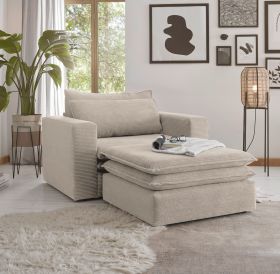 Loveseat Sessel Set Pesaro in beige Cord Couch Loungesessel inklusive Hocker Loveseat Sessel Set Pesaro in beige Cord Couch Loungesessel inklusive Hocker