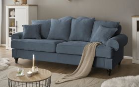 Sofa Adelina in blau Landhaus Couch 3,5-Sitzer 230 cm Sofa Adelina in blau Landhaus Couch 3,5-Sitzer 230 cm