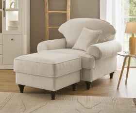 Sessel Set Adelina in beige Landhaus Loungesessel inklusive Hocker Sessel Set Adelina in beige Landhaus Loungesessel inklusive Hocker