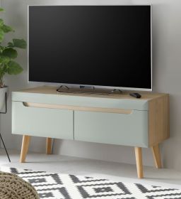 TV-Lowboard Isgard in Pistazie matt und Scandi Eiche TV Unterteil skandinavisch 107 x 50 cm