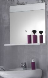 Badezimmer Spiegel Skin in weiß Hochglanz Badspiegel mit Ablage 60 x 55 cm